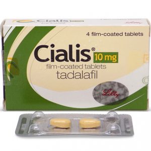 White backgrounded image of cialis 10mg tablets coverpack and pills