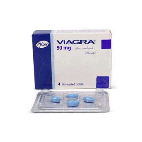 white backgrounded image of pfizer brand Viagra blue packet